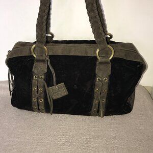 Brown Velvet Via Spiga Satchel Tassel Satchel Handbag